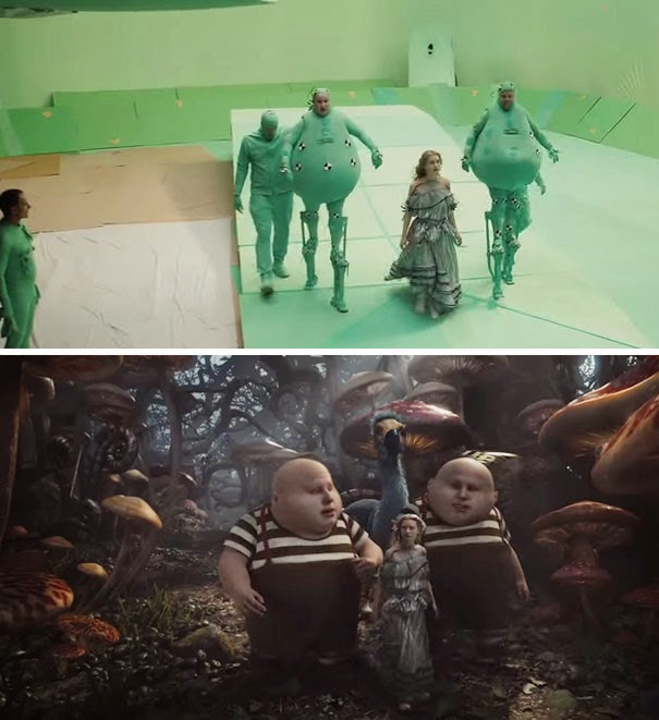 Escenas antes y después de efectos especiales