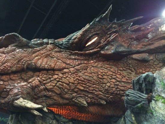 Life-Size replica of Smaug from The Hobbit (note: the glowing eyes opened and closed) at the WETA Booth