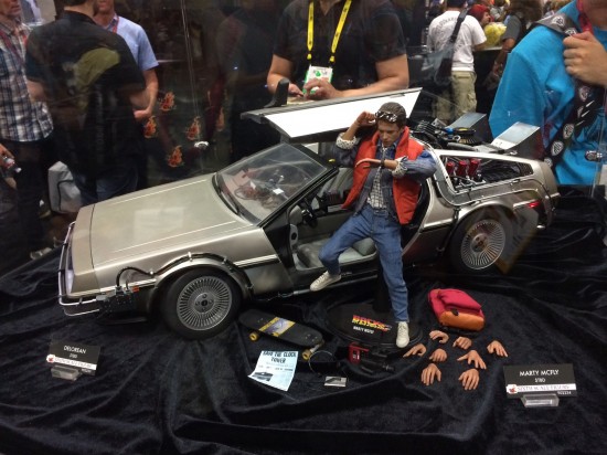 Hot Toys 1/6th scale Back to the Future Marty McFly and Delorean Time Machine on display at Sideshow Collectibles