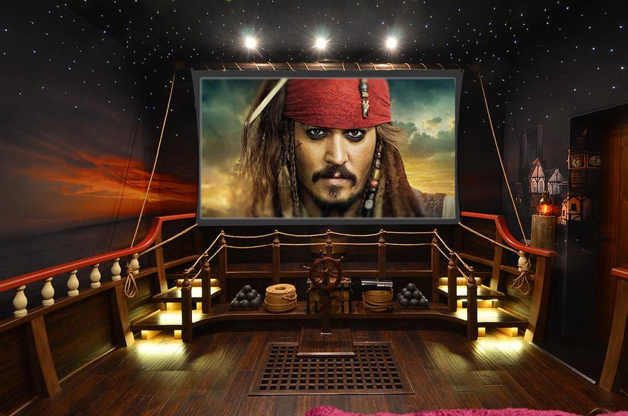 Home cinema que recrea ser un barco pirata