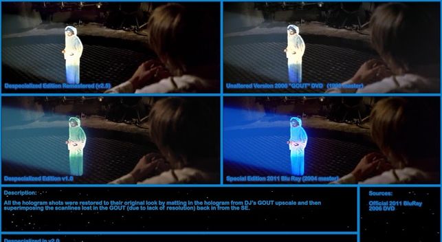 Restauración del holograma de Leia